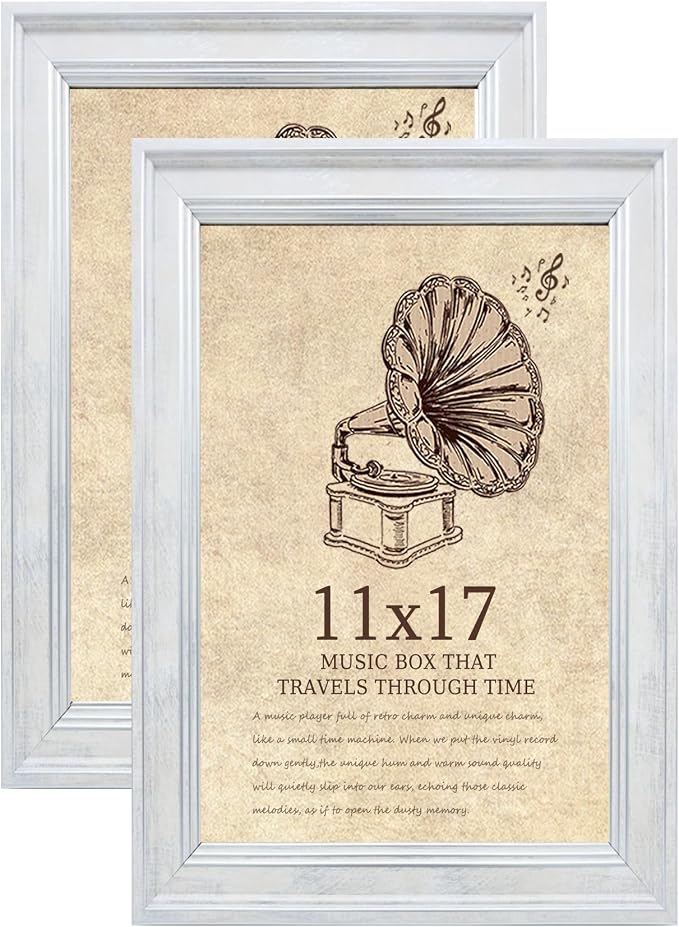 11x17 Picture Frame with Real Glass set of 2-Vintage Frames by TKYGU