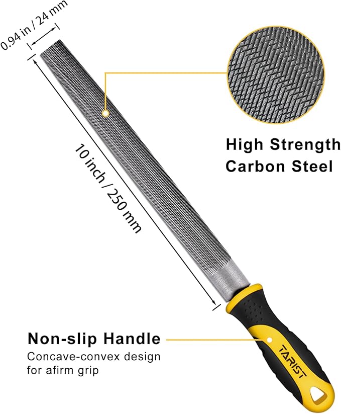 10 inch Half Round Metal File, Professional Carbon Steel file, Tool Sharpener for Professionals and DIY