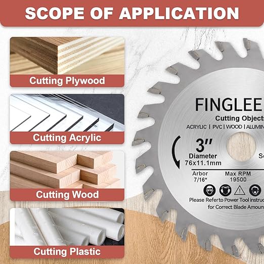 Wood Saw Blade TCT Circular Cutting Blade for Woodworking (3 inch （24T/11.1MM）)