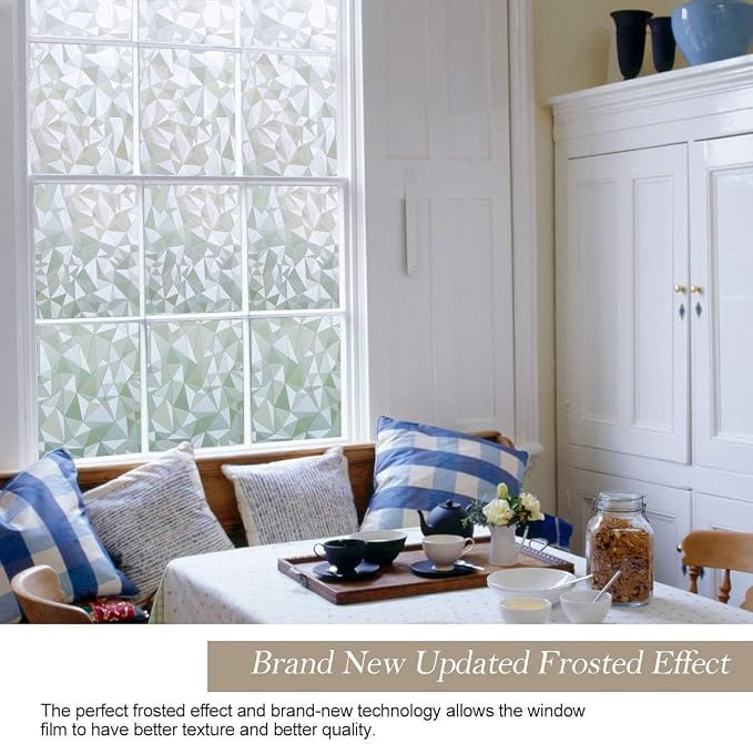 Bloss Privacy Window Film, 3D Diamond Decorative Windows Cling Stained Glass - Image 6