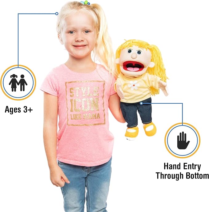14" Katie, Peach Girl, Hand Puppet - Image 2