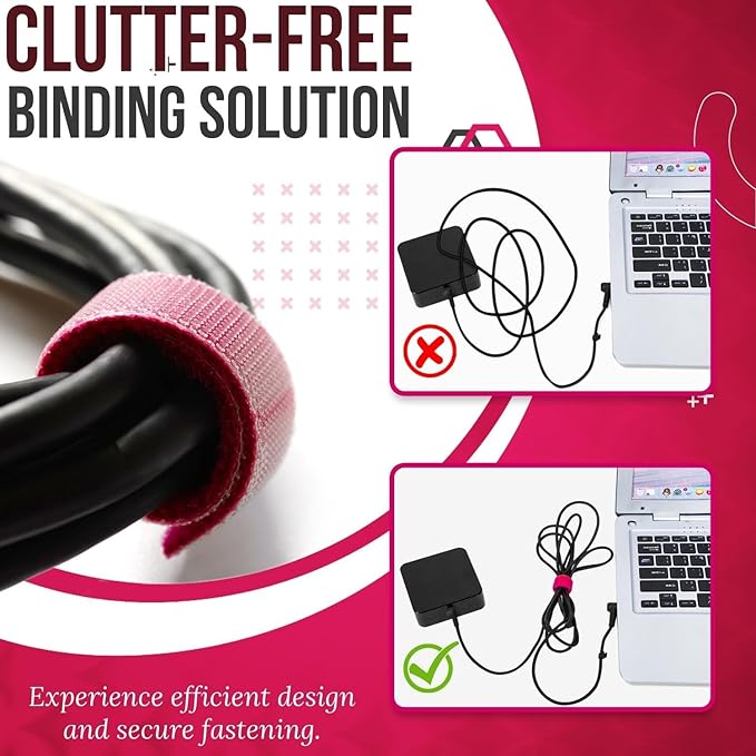 TNP Hook and Loop Tape Strap Cable Ties Fastener (Red) (15 Feet) - Sticky Self Adhesive Nylon Fabric Roll Wrap 0.75" Wide 5 Yards Reusable for Cutting Custom Length Cord Wire Fastening