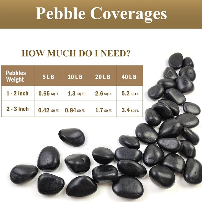 FANTIAN 5 lbs Black Pebbles for Indoor Plants, 1-2 Inch Decorative Black River - Image 7