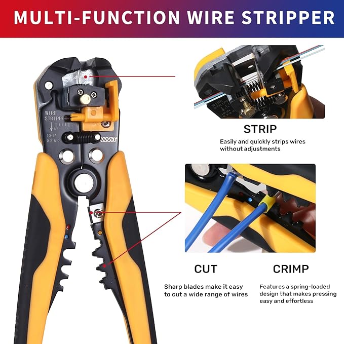 WMT Ferrule Crimping Tool Kit, Crimper Tool and Wire Stripper Kit with 1200PCS Wire Ends Terminals,Built-In Adjustable Ratchet for Electrical Wire Connectors AWG 23-10