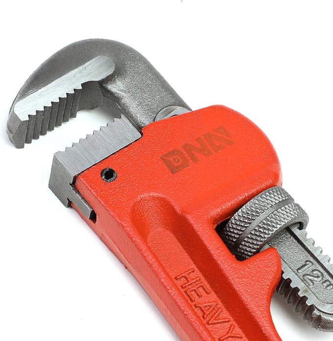DNA MOTORING TOOLS-00077 Pipe Wrench - 1-3/4 in. Jaw Opening Steel Wrench w/Non-Slip Handle, Durable Enamel Finish