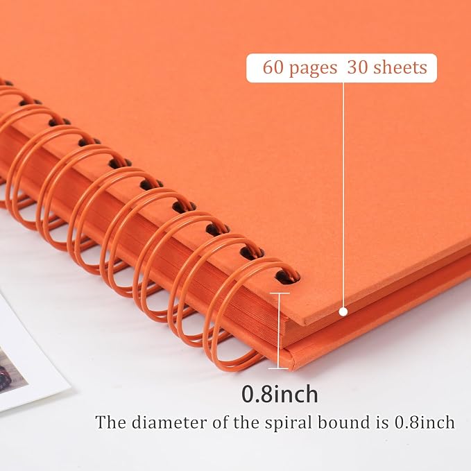 RECUTMS 12x12 Scrapbook 60 Page Kraft Paper DIY Graduation Album Orange | 250gsm - Image 4