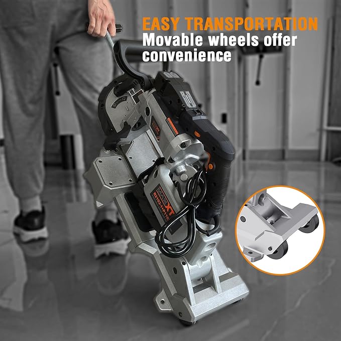 MAXXT Band Saw with Lightweight Aluminum Base, 10 Amp 5 Inch Deep Cut Bandsaw, Variable Speed Handheld Automatic Multipurpose Cut with Carrying Wheels Portable Metal Saw, Band Saws for Metal Wood