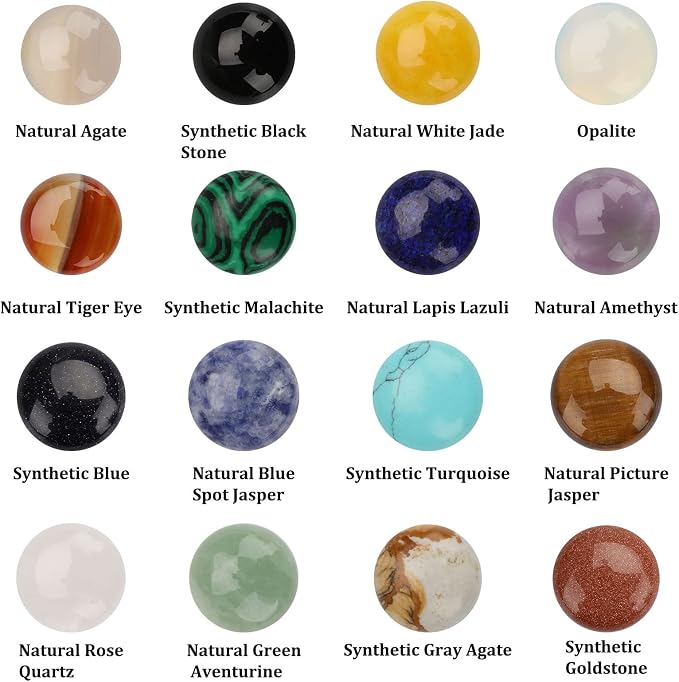 SUPERFINDINGS 16 Styles Half Round Gemstoness Cabochon 20mm Flat Back Stones - Image 5