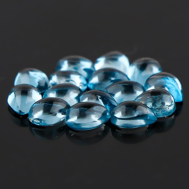 CRYSTALIS Natural London Blue Topaz Cabochons Gemstone Loose Pears Wholesale - Image 2