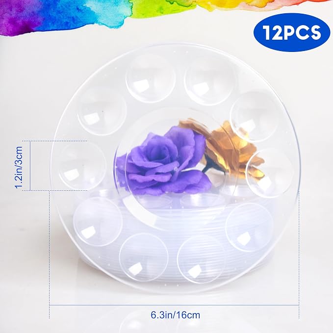 12Pcs Clear Paint Tray Palettes, Plastic Paint Pallets - Image 4