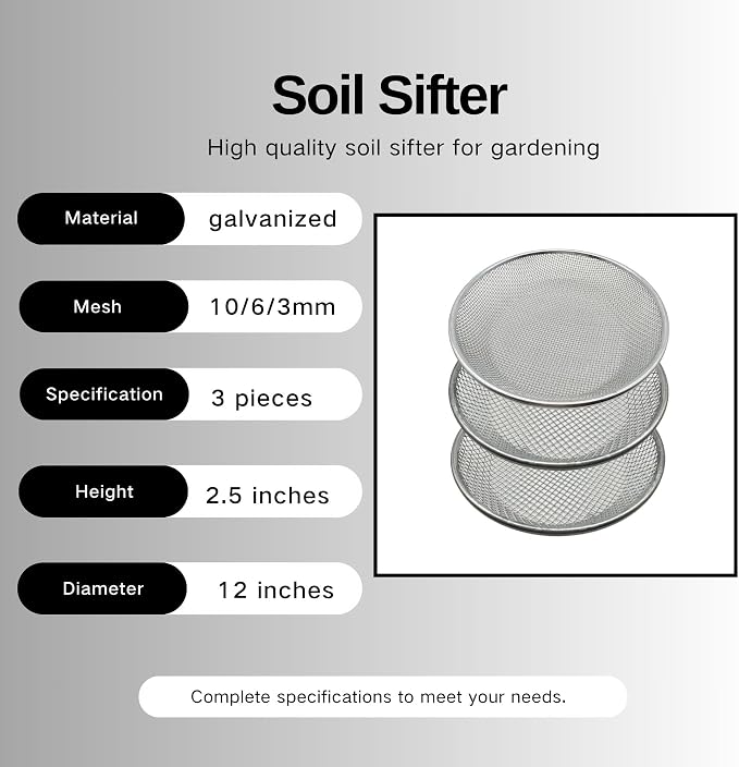 3 PCS Soil Sieve for Garen -12 inches Soil Sifter for Rocks Compost Suitable - Image 7
