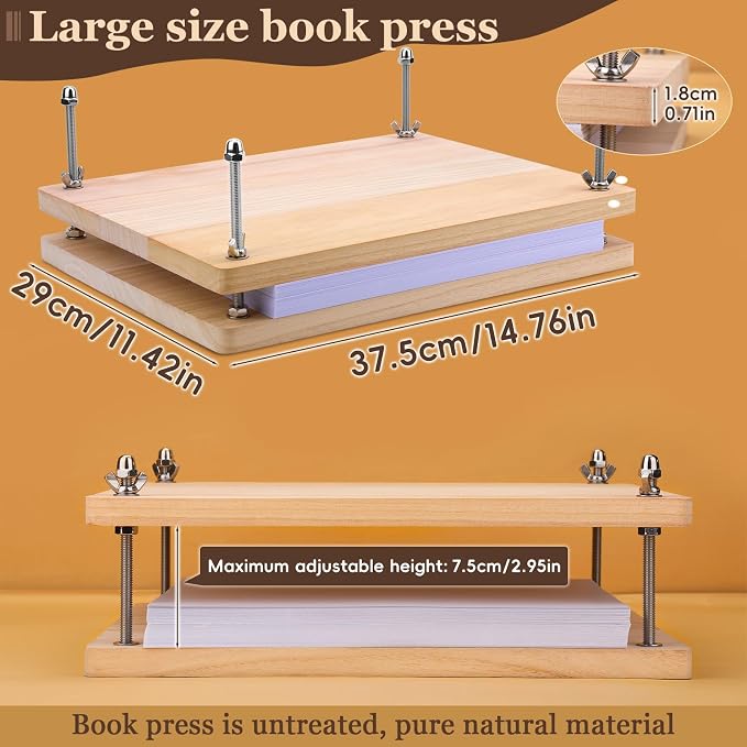 JUPEAN 45 Pcs Book Binding Kits, Bookbinding Kit Large Book Press 14.76”x11.42” - Image 3