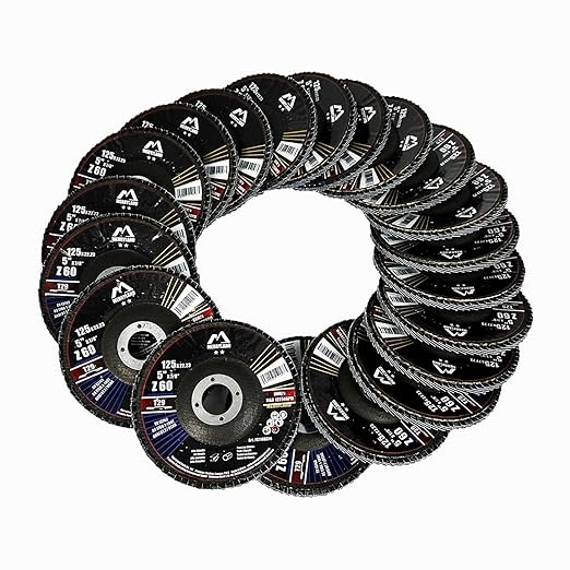 Merryland Flap Disc 5 inch Metal for Angle Grinder, 5inch 60 Grit T29 Flap Wheel 20 Pack, Blue Zirconium Corundum INOX Stainless Steel Iron Universal, Craft-Line FC1108314-20