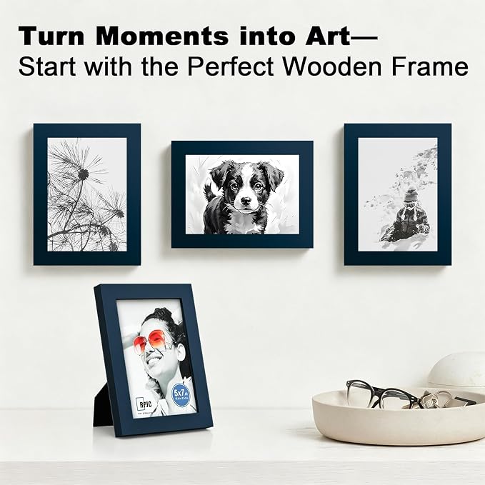 RPJC 5x7 inch Picture Frame Made of Solid Wood High Definition Glass - Image 2