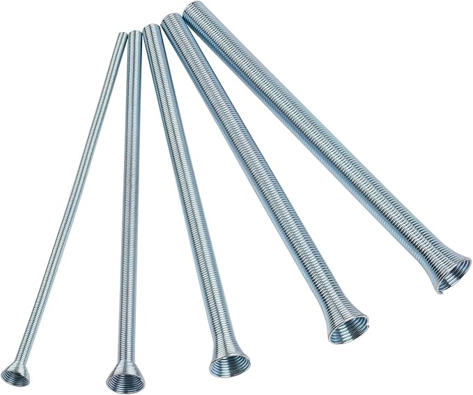 Wostore Spring Tubing Benders Kit for Pipe O.D. 1/4, 3/8, 1/2, 5/8 and 3/4 Inch 350 mm Length 5 in 1 Tube Bender Set for Copper,Aluminum and Soft Steel Pipes
