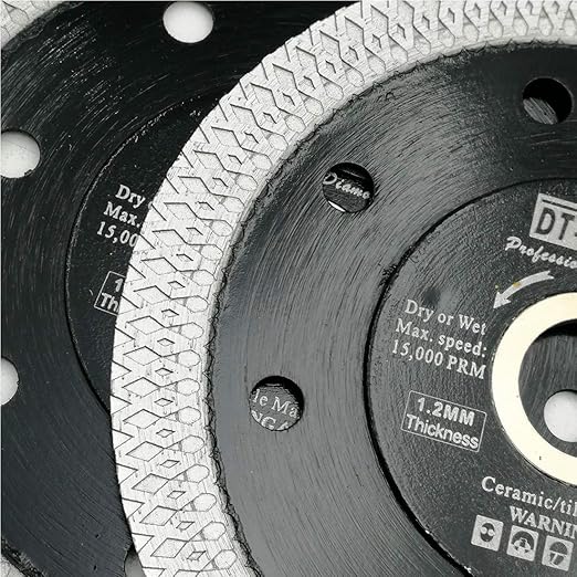 DT-DIATOOL Diamond Tile Blade 4 Inch 2pcs Diamond Turbo X Mesh Rim Segement Circular Saw Blade for Procelain Ceramic Stoneware Marble Granite Fits 5/8"-7/8" Arbor