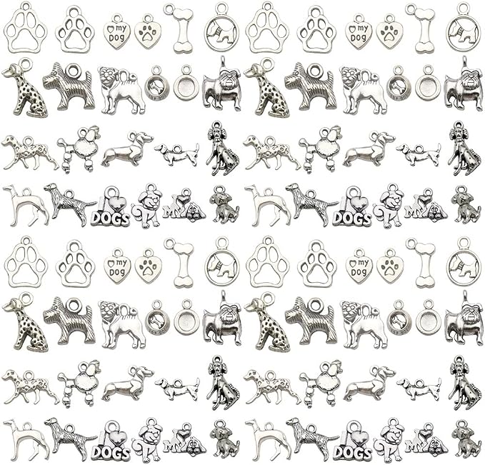 WOCRAFT 120pcs Antique Silver Dog Charm by WOCRAFT