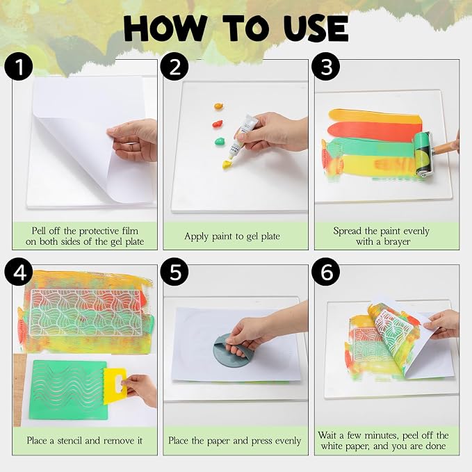 Faccito Gel Printing Plate Kit 8x10 & 5x7 Complete Beginner Gelli Plate Starter - Image 5