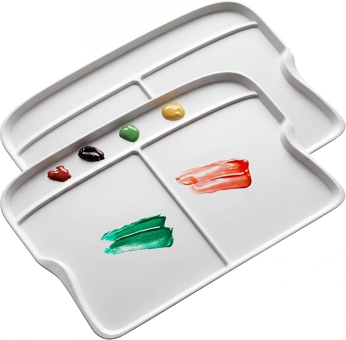 DUGATO Rectangular Plastic Paint Palette, 13.8 x 9 in | 3 Large Mixing Wells by DUGATO