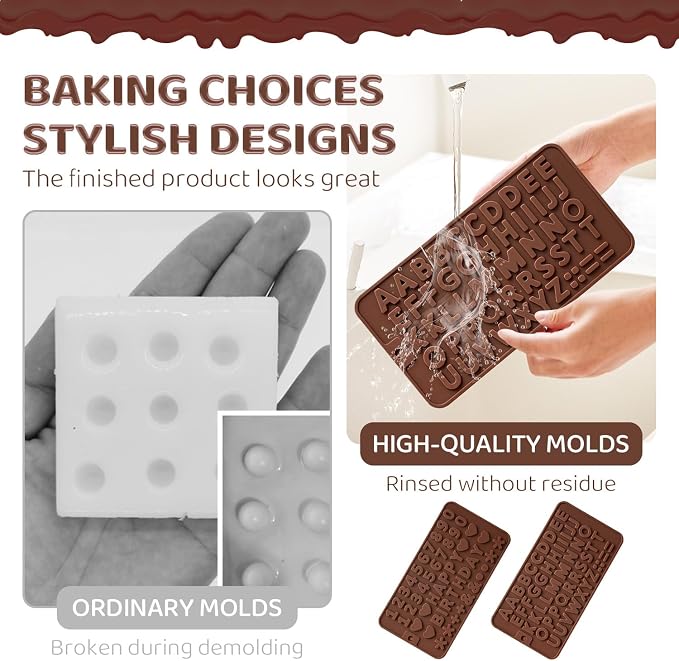 2PCS Silicone Molds for Chocolate, Number Letter Molds, Reusable Candy Molds - Image 5
