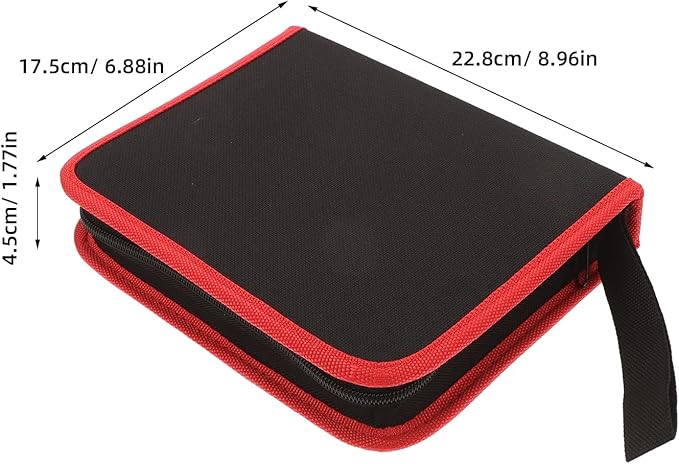 Housoutil Tool Pouch Driver Bit Oxford Cloth Bag, Small Tool Storage, Portable Handheld Organizer for Craftsmen, Diy Enthusiasts, Black