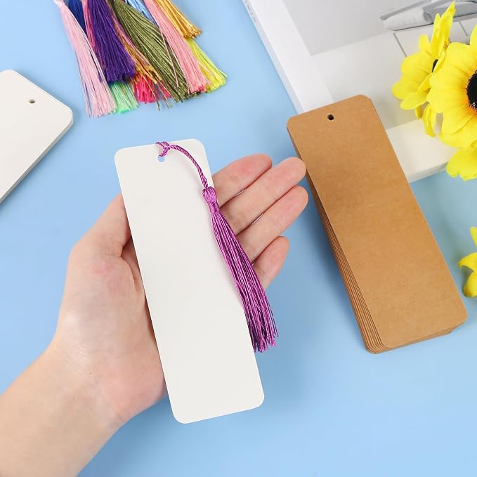 MIDELONG 40 Pcs Kraft Paper Blank Bookmarks - Image 4