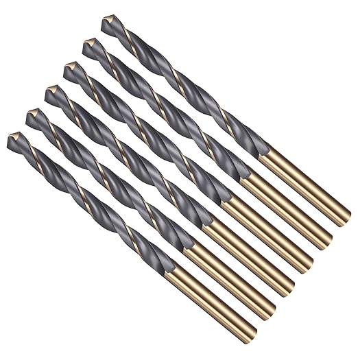 Drill Bit, 7mm Cutting Diameter, 4341 HSS Gold and Black 118° Cutting Angle Number Jobber Bits - (Applications: for Drilling Soft Metal Plastic Wood), 6-Pieces