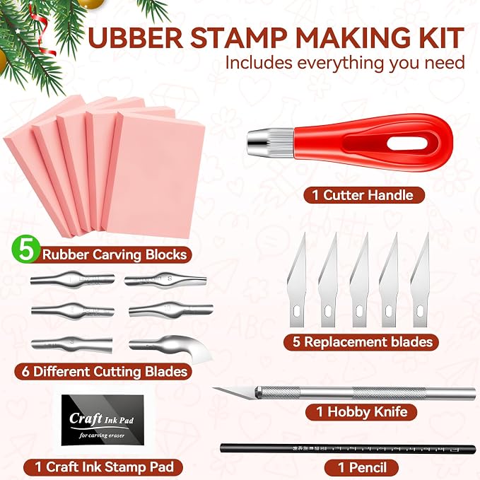 WAYCOM 5-Pack Linoleum Blocks for Printmaking: Linocut kit - Image 2
