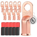 AIRIC 10 PCS UL Listed 2 AWG - 5/16" Battery Cable Lugs, Heat Shrink Ring Terminals End, Copper Cable Ends, Wiring Connector Terminal, Electrical Crimp Connectors, Wire Lug for 2 Gauge Wires