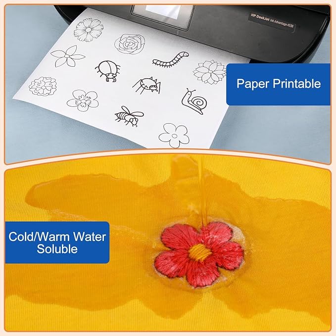 FURWEY 36PCS 8.5"x11" Wash Away Embroidery Stabilizer – Self Adhesive & - Image 4