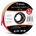 Wirefy 1/2" Heat Shrink Tubing - 3:1 Ratio - Adhesive Lined - a resistant Heat Shrink - Red - 50 Feet Roll