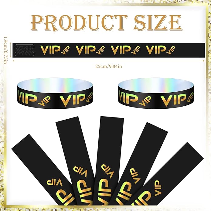 Teling 500 Pack VIP Plastic Wristbands Bracelets Party for Events VIP Custom Wristbands Plastic Bracelets Tear proof Waterproof Wrist Bands Arm Bands for Events Concerts