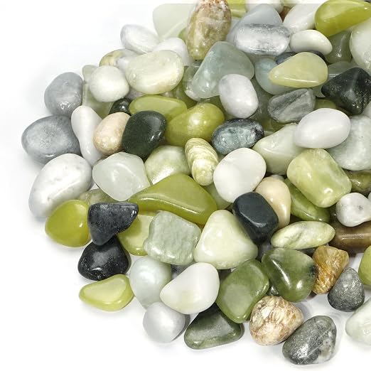 5 lb Jade Pebbles for Indoor Plants, 1/2 Inch Polished Decorative Pebbles for by RUOJAS