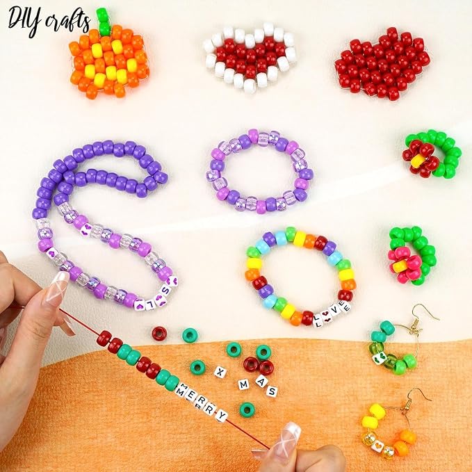 Dowsabel Friendship Bracelet Making Kit, Pony Kandi Beads & 11 Different Beads - Image 4
