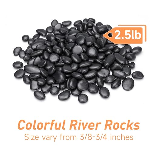 Pulovin 2.5 lbs Black Pebbles for Indoor Plants, 3/8" Plant Rocks for Pots - Image 2