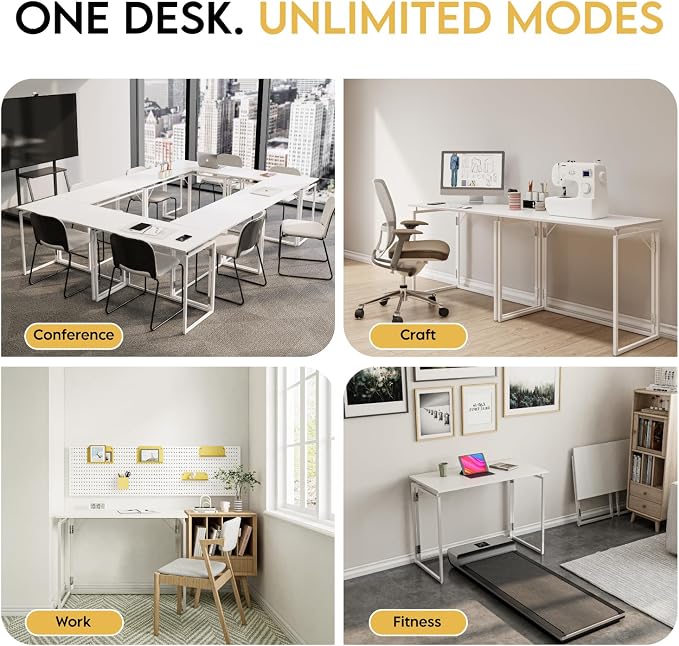 alawooder 39.4" Folding Desk: No Assembly, Wood Top - Image 8