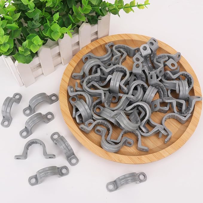 120 PCS 1/2 Inch PVC Pipe Straps, Convenient 2 Holes Conduit Strap for Pipe Mounting - PVC Conduit Clips Clamps, 2 Holes Pipe Mounting Bracket
