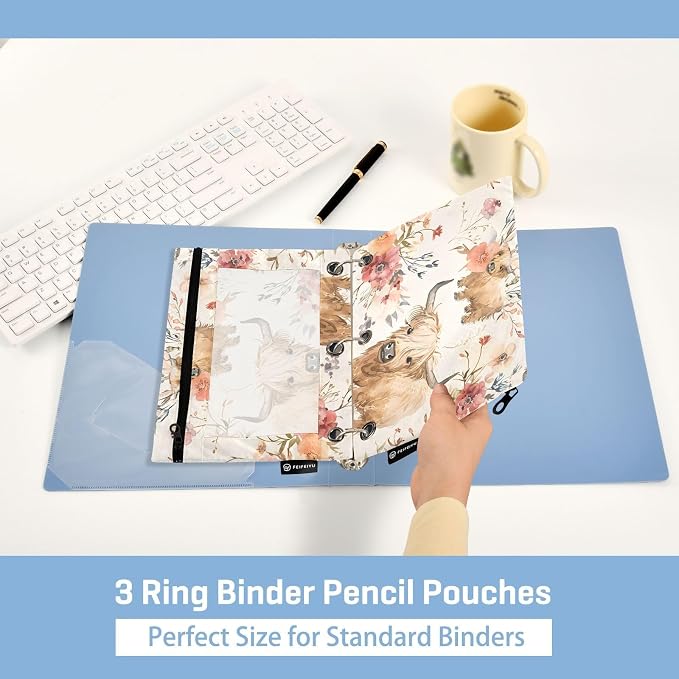 Cute Highland Cows Flowers Pencil Pouch - Image 4