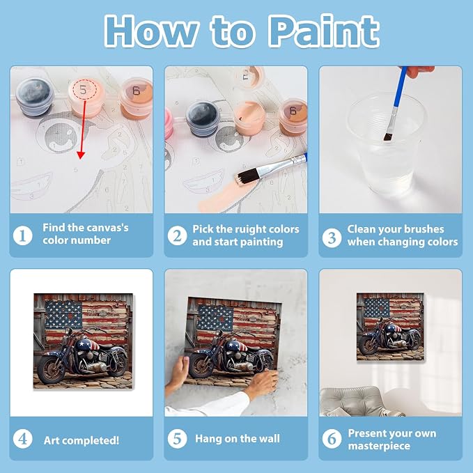 hkejoi Framed Paint by Number American Flag - Image 8