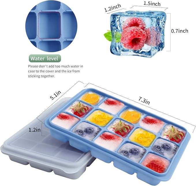 Tvmania Ice Cube Trays Set of 2, 15-Cube Silicone Molds - Image 3
