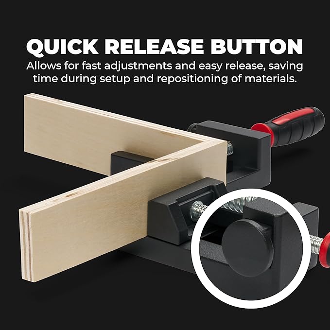 90-Degree Angle Clamp - Home Improvement Corner Clamp for Wood, Metal Tubes & Glass - Adjustable Hand Tool - Aluminum Alloy Die-Cast