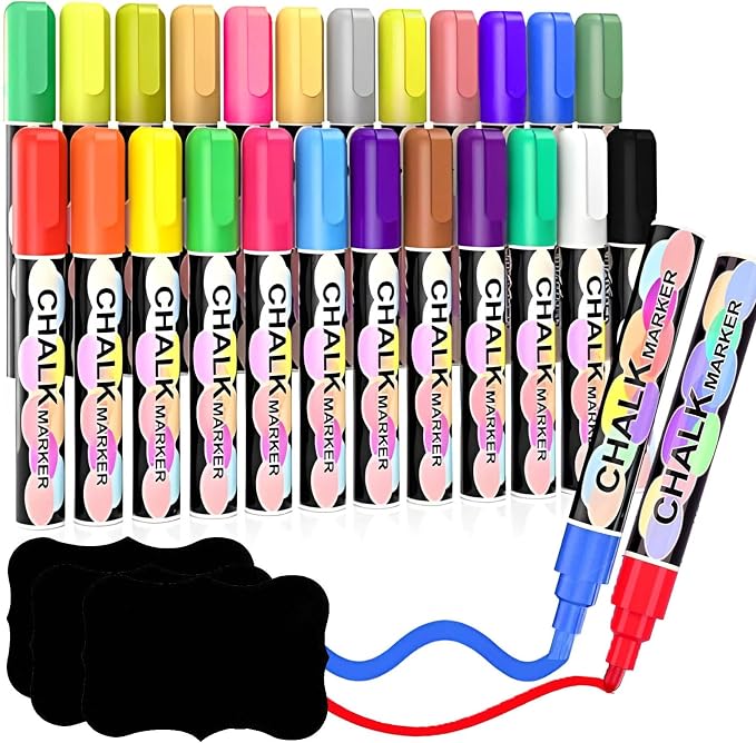 Liquid Chalk Markers for Blackboard, 24 colors Erasable Chalk Markers Pen for by Celepen