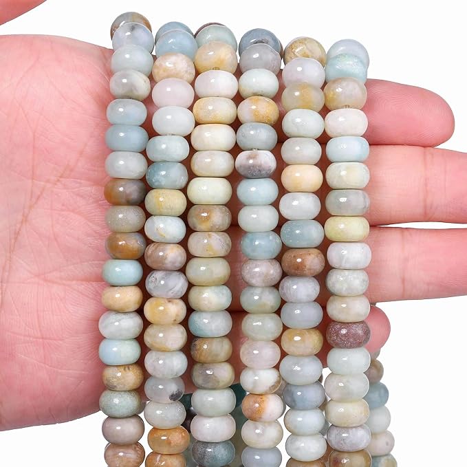 Songxi 5x8mm Natural Amazonite Stone Rondelle Beads, Gemstone by SongXi