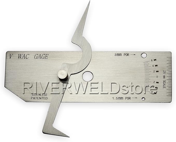 RIVERWELD V-WAC Single Weld Gage Welding Inspection Thread Gauge Metric Stainless Steel Checks Undercut Crown Height Porosity Pits