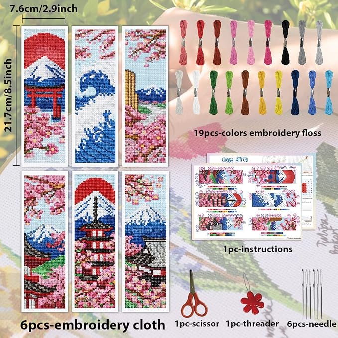 ACRNIGHEET 6PCS Cross Stitch Bookmark Kit - Image 2