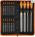 17Pcs File Tool Set with Carry Case,Premium Grade T12 Drop Forged Alloy Steel, Precision Flat/Triangle/Half-round/Round Large File and 12pcs Needle Files/1 brush