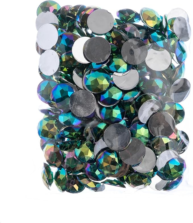 John Bead 200 Pieces 16mm, Acrylic Round Flat Back Rhinestones - Image 2