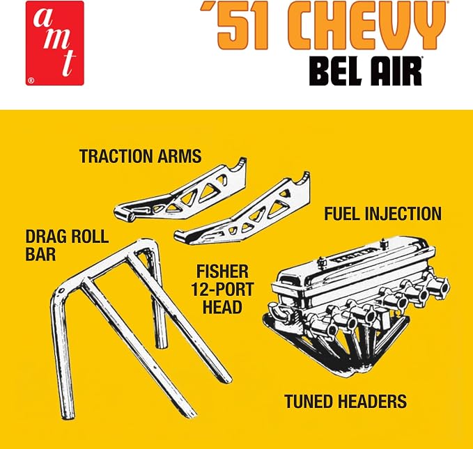 AMT Skill 2 Model Kit 1951 Chevrolet Bel Air 2-in-1 Kit Retro Deluxe Edition - Image 3