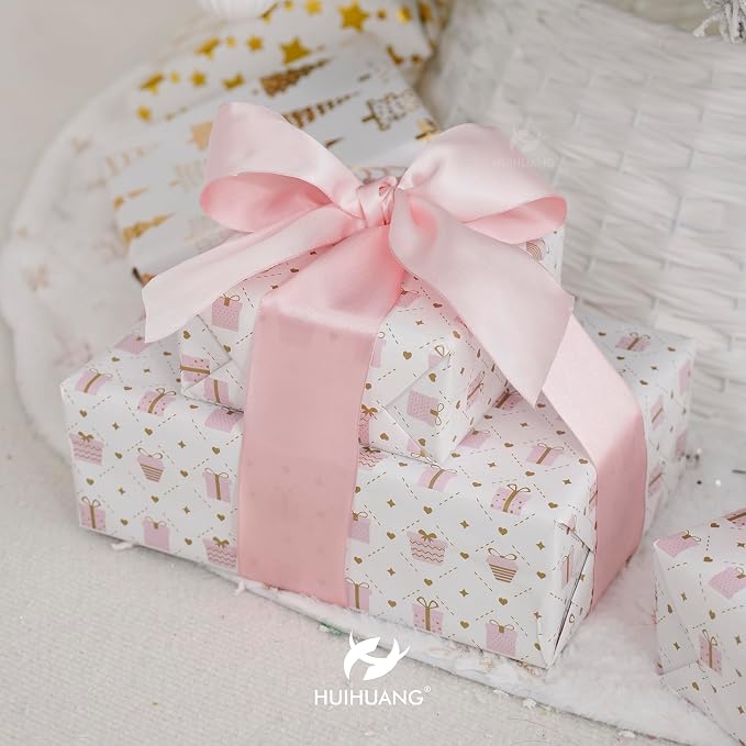 HUIHUANG Pink Satin Wired Ribbon 2.5 inch - Image 6