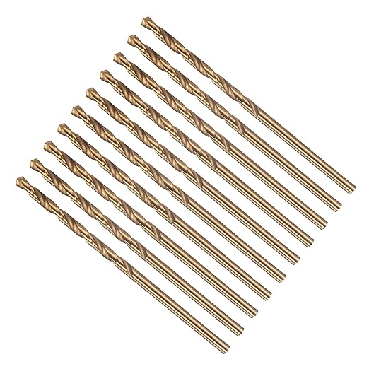 Drill Bit, #33 Cutting Diameter, 4341 HSS Gold Finish 118° Cutting Angle Number Jobber Bits - (Applications: for Drilling Soft Metal Plastic Wood), 10-Pieces